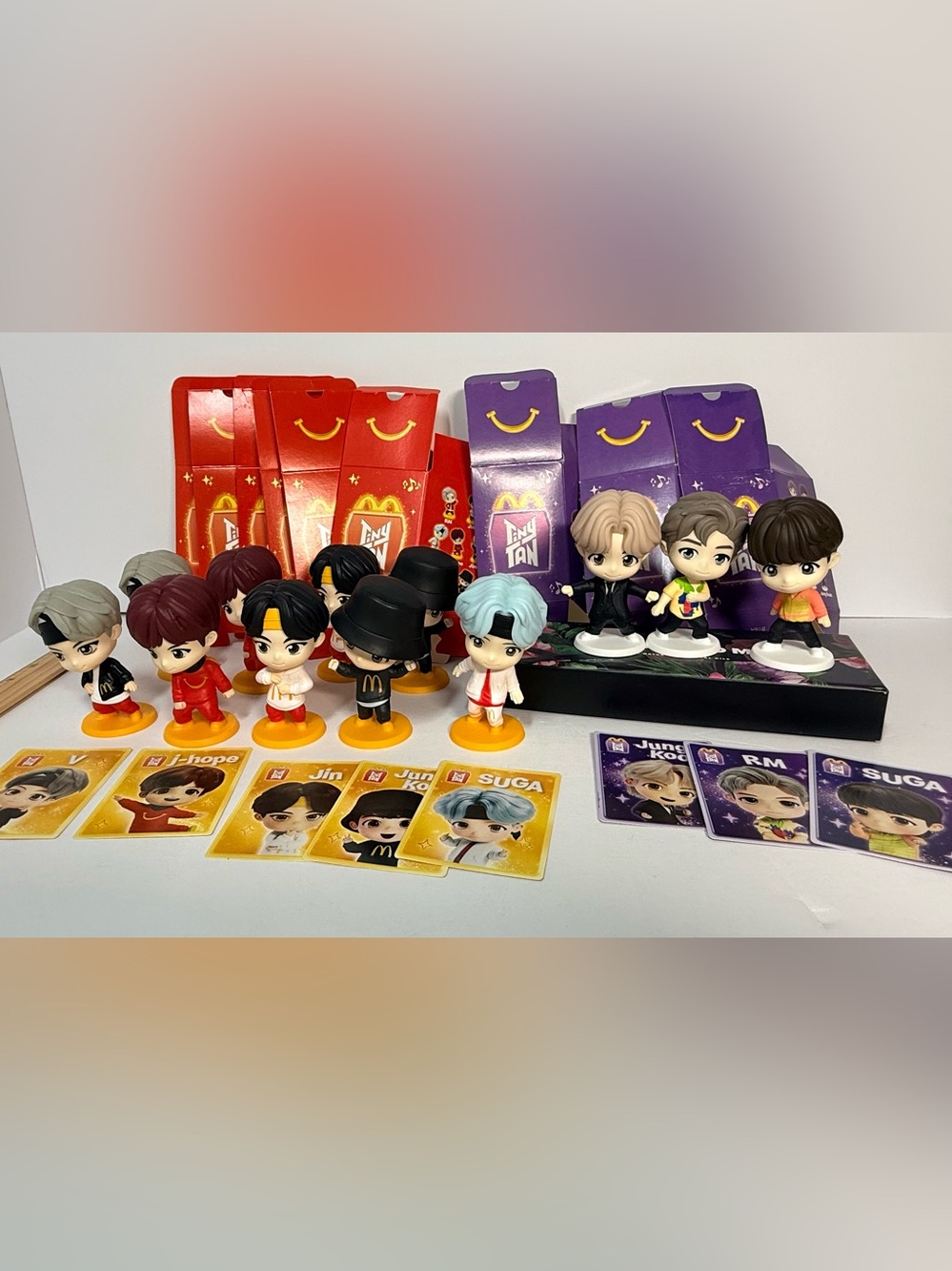 McDonald’s  Happy Meal Tiny Tan BTS Lot 12 Figures, 8 Cards , 9 Boxes